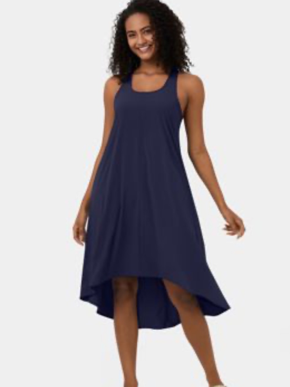 HALARA Navy High-Low Racerback Swing Dress